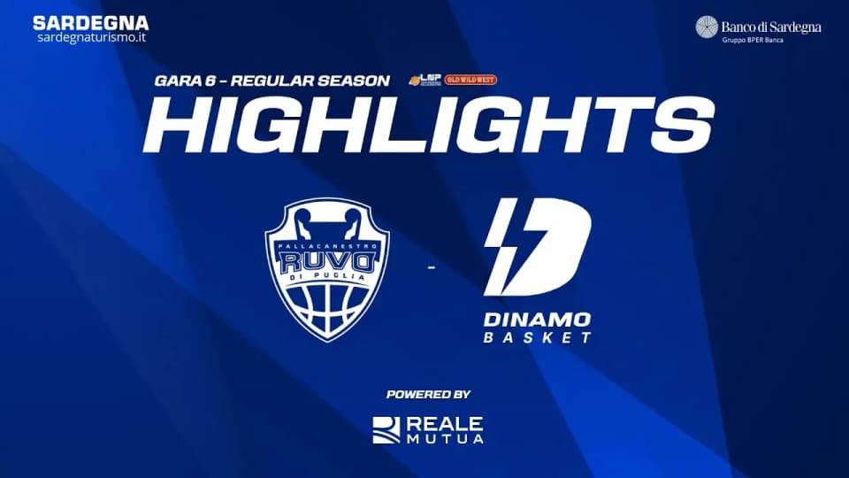 Copertina di Highlights Ruvo-Dinamo Sassari 79-63: il video della partita